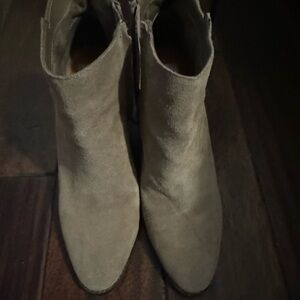 Beige suede booties
